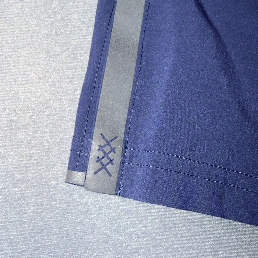 Rhone Mens M Navy Blue 5 Inch Inseam Lined Athletic Training Shorts Orange Trim